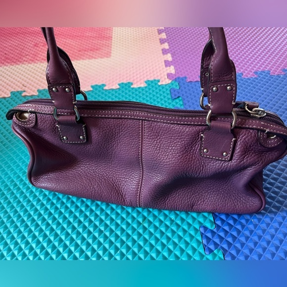 Fossil Y2K Pebbled Genuine Leather Purple Sz M Handbag - Picture 3 of 11